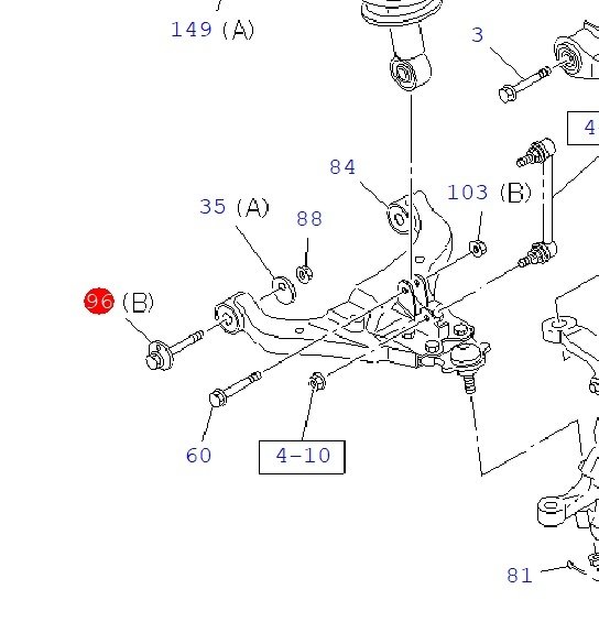 D-max Alt Salıncak Civatası (A) 4x2 / 4x4 2012- ve Sonrası (pullu)